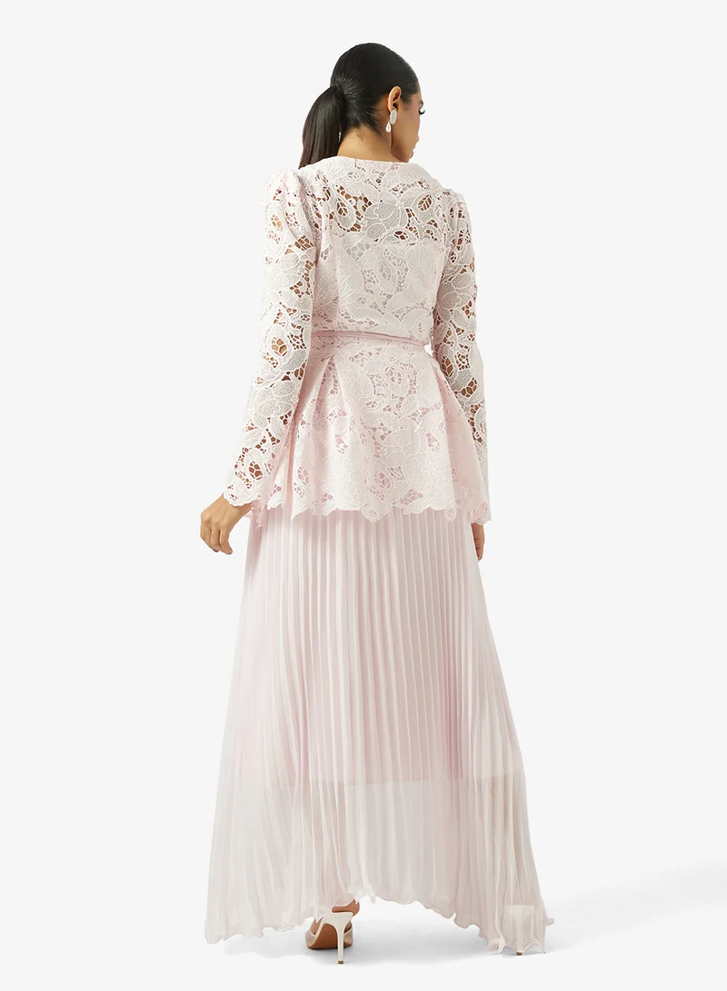 Khizana Lace Peplum Top & Skirt Set